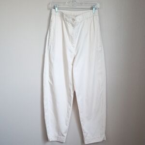 COS Size 38 (6) White Cream Barrel Leg Relaxed Fit Lightweight Cotton Pants